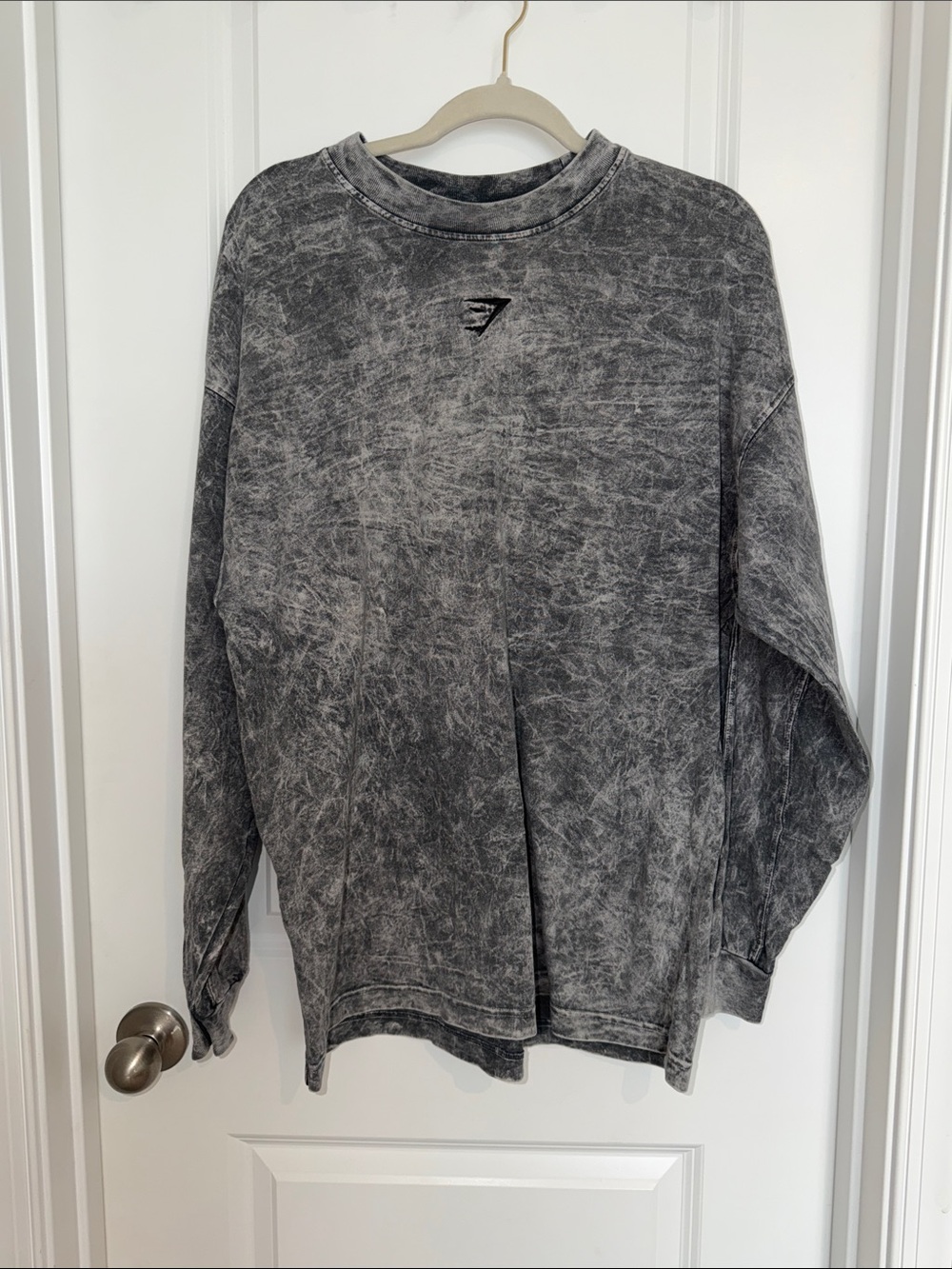 Gymshark Men's Washed Black Crewneck Long Sleeve Tee